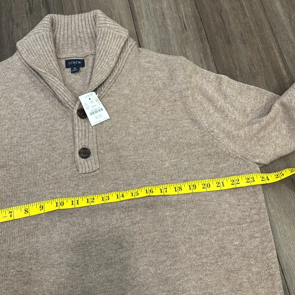 J. Crew Shawl-collar sweater‎ in supersoft lambswool blend tan